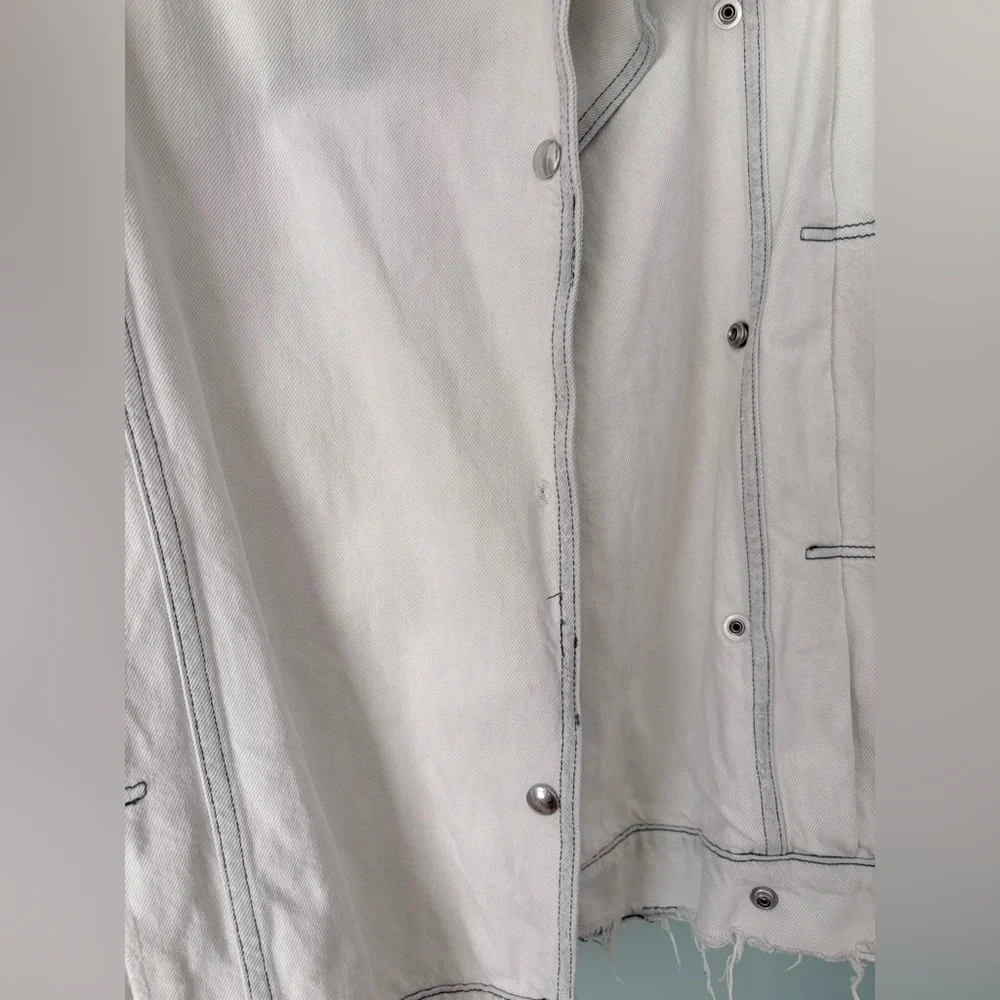 IRO Noumia Oversized Jacket Light Gray | Designer Denim Moto Jacket | Size 38 - Picture 5 of 6